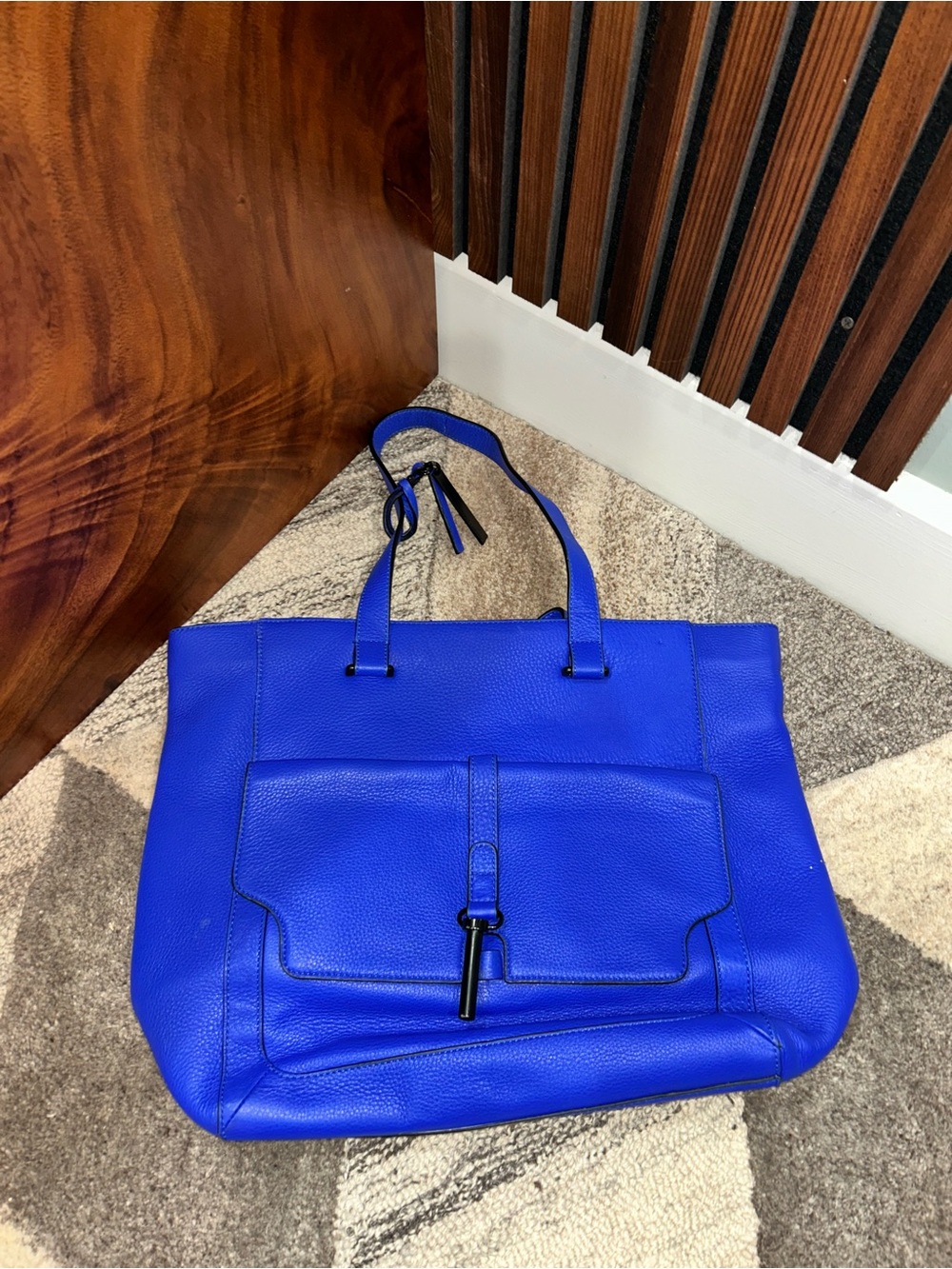 Vince Camuto Cobalt Blue Leather Tote Bag